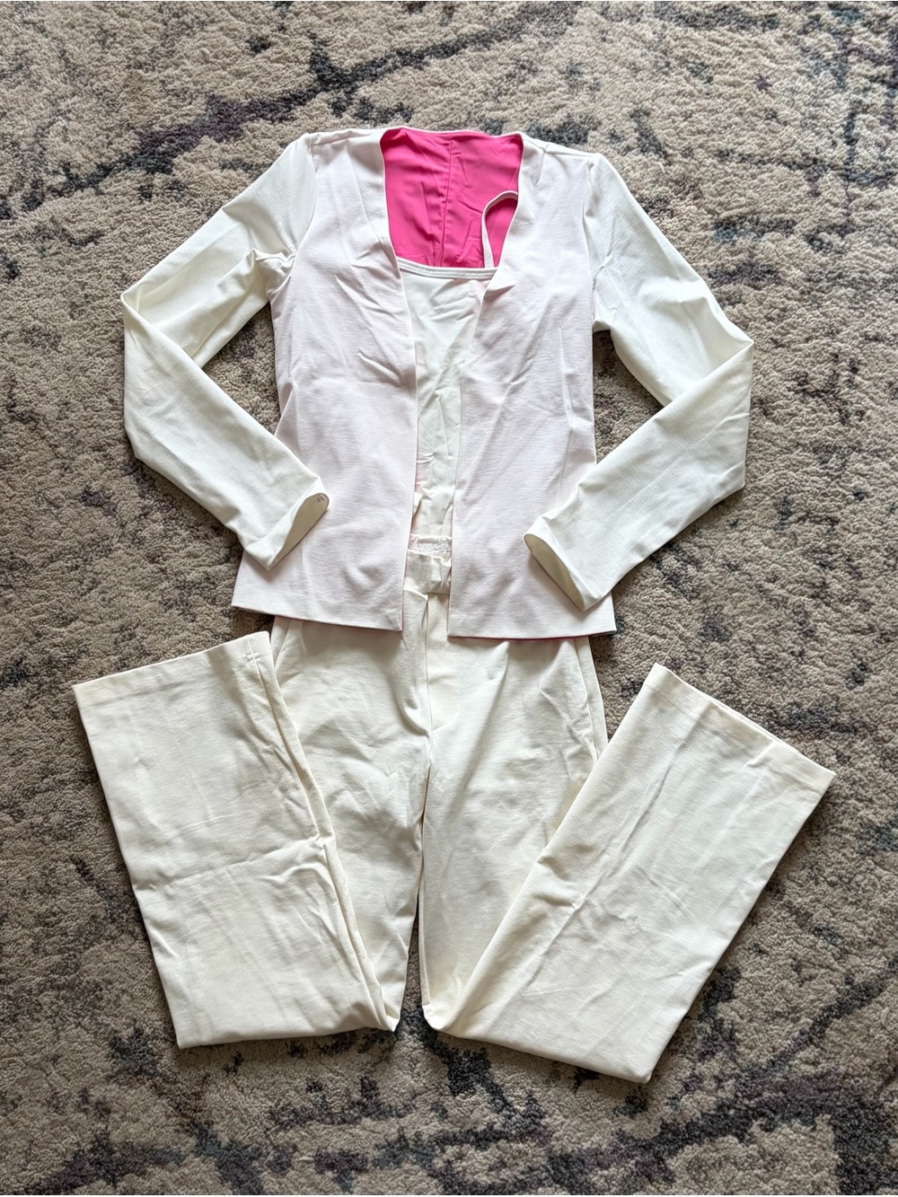 Custom On The Dance Floor Boutique Pink and White Suit Blazer Dance Costume - Picture 1 of 10